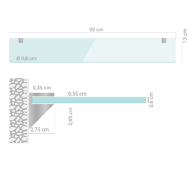Bathroom mirror wall shelf transparent