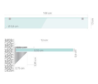 Bathroom mirror wall shelf transparent