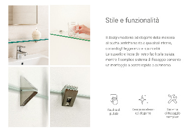 Bathroom mirror wall shelf transparent