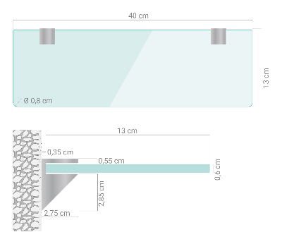 Bathroom mirror wall shelf transparent