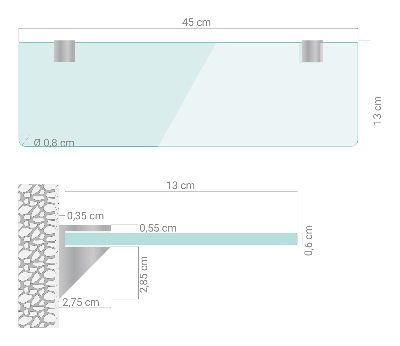 Bathroom mirror wall shelf transparent