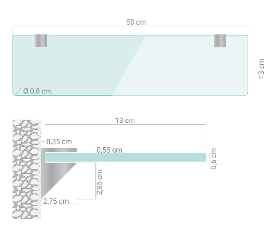 Bathroom mirror wall shelf transparent
