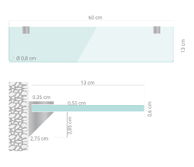 Bathroom mirror wall shelf transparent