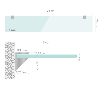 Bathroom mirror wall shelf transparent