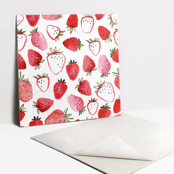 Self adhesive vinyl floor tiles Red strawberries