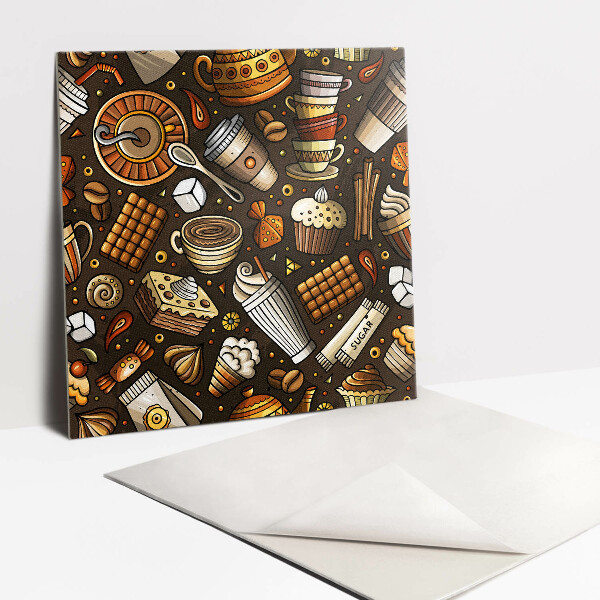 Self adhesive vinyl floor tiles Coffee and sweets