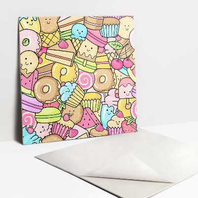 Vinyl tiles wall Colorful cartoon sweets