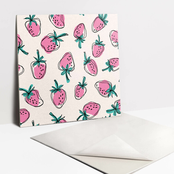 Self adhesive vinyl tiles Pink strawberries