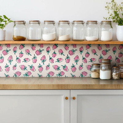 Self adhesive vinyl tiles Pink strawberries