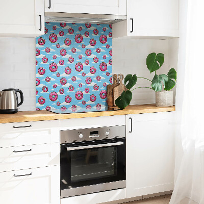 Self adhesive vinyl floor tiles Pink donuts in the clouds