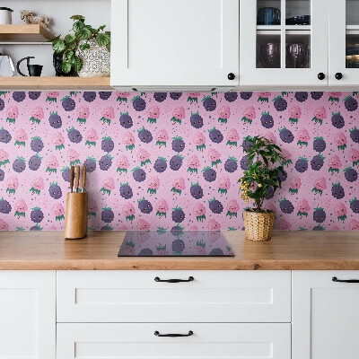 Self adhesive vinyl floor tiles Pink cartoon fruits