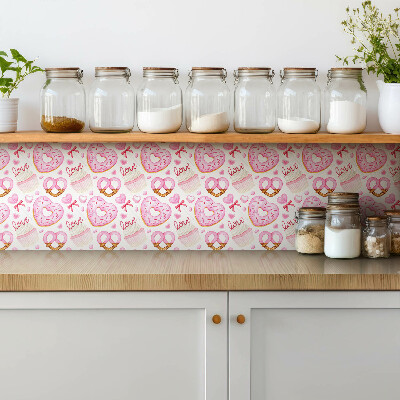 Self adhesive vinyl tiles Pink donuts and pretzels