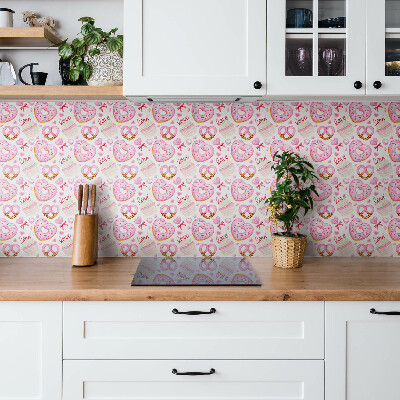 Self adhesive vinyl tiles Pink donuts and pretzels