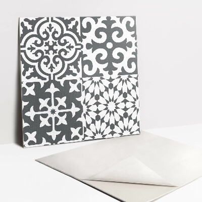 Self adhesive vinyl tiles Gray tiles with a Portuguese motif