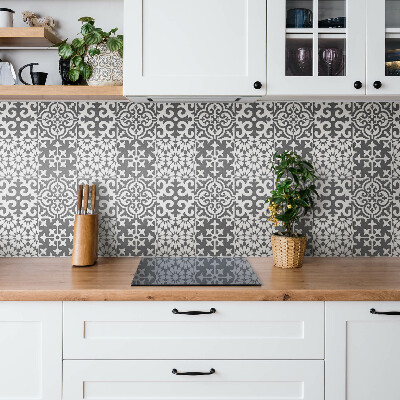 Self adhesive vinyl tiles Gray tiles with a Portuguese motif