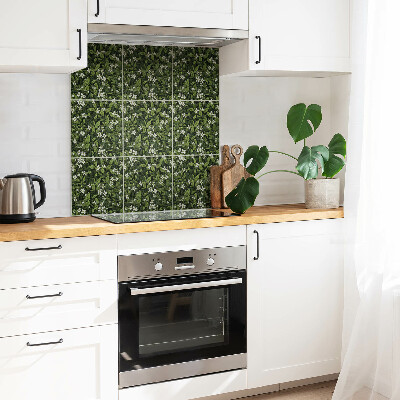 Vinyl tiles wall White flowers and leaves