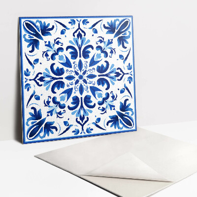 Vinyl tiles wall Blue ornament