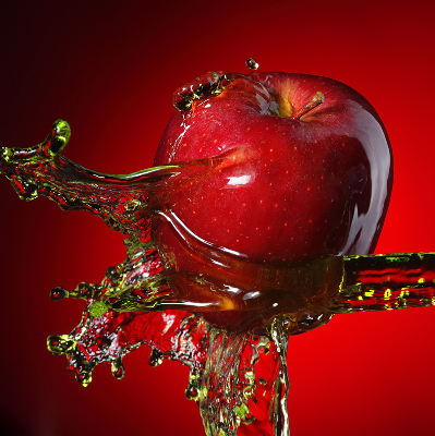 Fabric roller blind Red apple in the depths