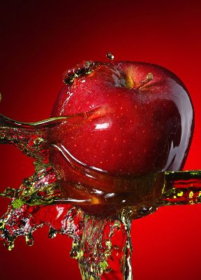 Fabric roller blind Red apple in the depths
