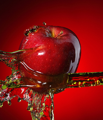 Fabric roller blind Red apple in the depths