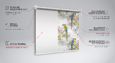Fabric roller blind Parrots on a branch