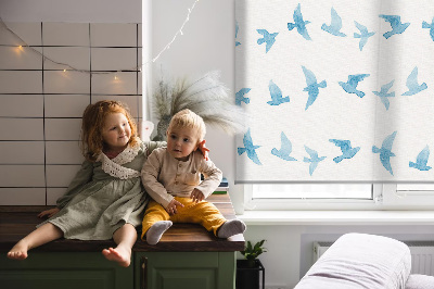 Modern roller blind Blue birds