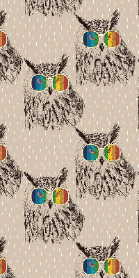 Roller blind for large window Owls in colorful glasses