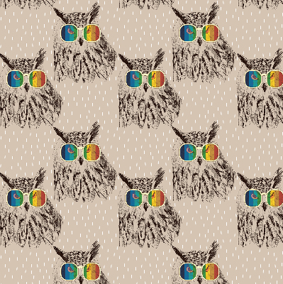Roller blind for large window Owls in colorful glasses