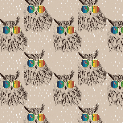 Roller blind for large window Owls in colorful glasses