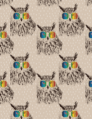 Roller blind for large window Owls in colorful glasses