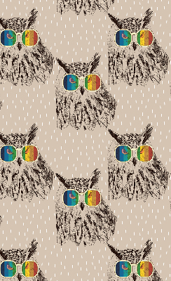 Roller blind for large window Owls in colorful glasses