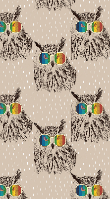 Roller blind for large window Owls in colorful glasses