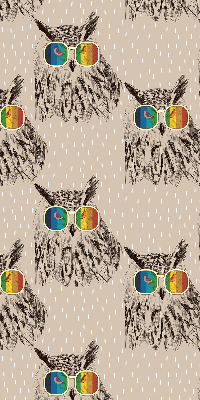 Roller blind for large window Owls in colorful glasses