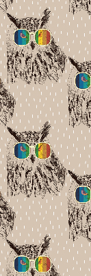Roller blind for large window Owls in colorful glasses