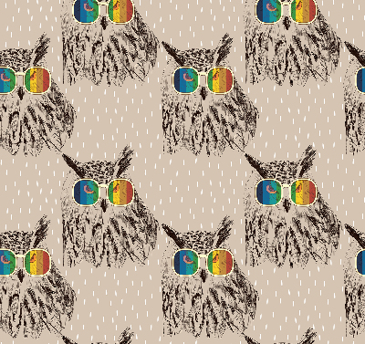 Roller blind for large window Owls in colorful glasses