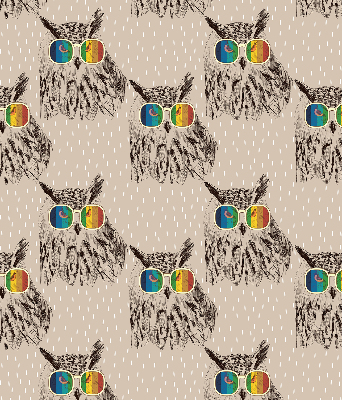 Roller blind for large window Owls in colorful glasses