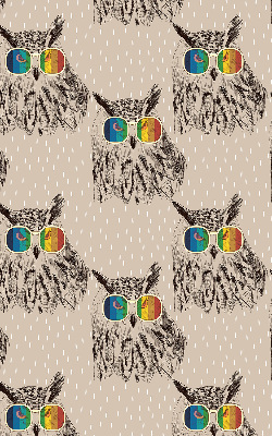 Roller blind for large window Owls in colorful glasses