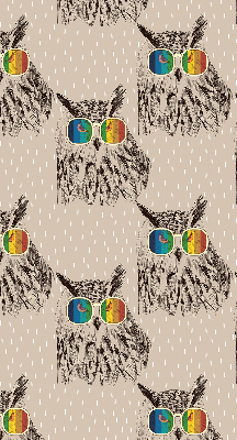 Roller blind for large window Owls in colorful glasses