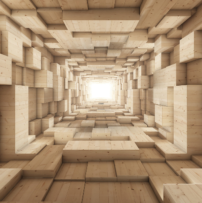 Fabric roller blind 3d wooden hole