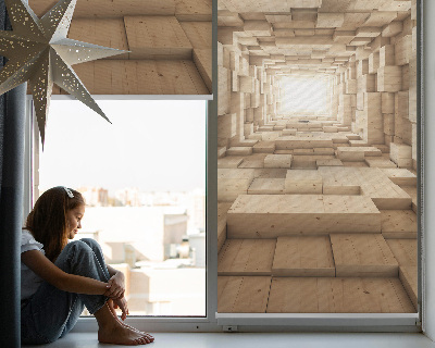 Fabric roller blind 3d wooden hole