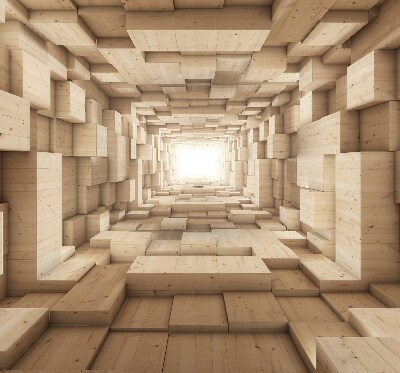 Fabric roller blind 3d wooden hole