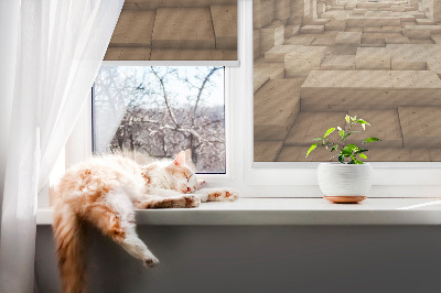 Fabric roller blind 3d wooden hole