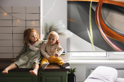 Roller blind for large window Orange line pattern
