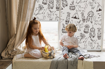 Fabric roller blind Drawn pictures