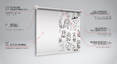 Fabric roller blind Drawn pictures