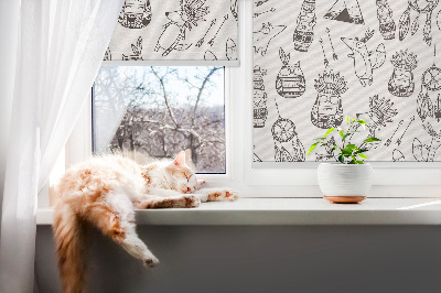 Fabric roller blind Drawn pictures