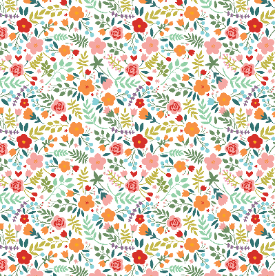 Fabric roller blind Painted flowers