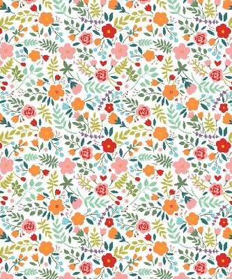 Fabric roller blind Painted flowers