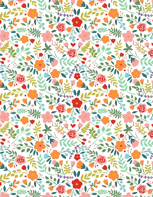 Fabric roller blind Painted flowers