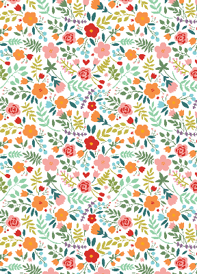 Fabric roller blind Painted flowers